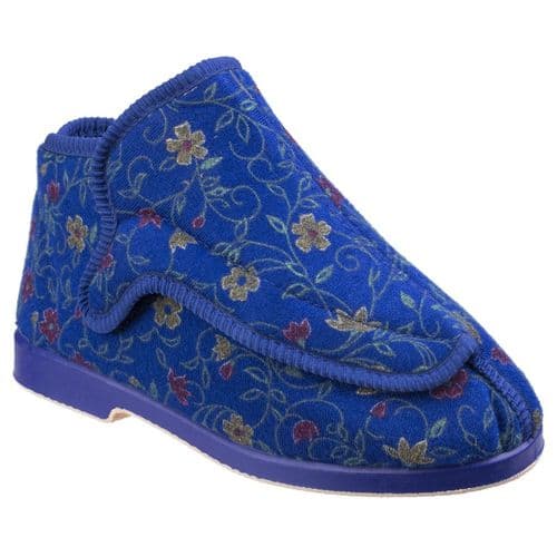 GBS Rhona Slipper Touch Fastening Ladies Bootees Blue